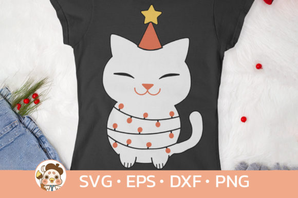 Cat Christmas Light SVG: Festive Graphics for Local Brands