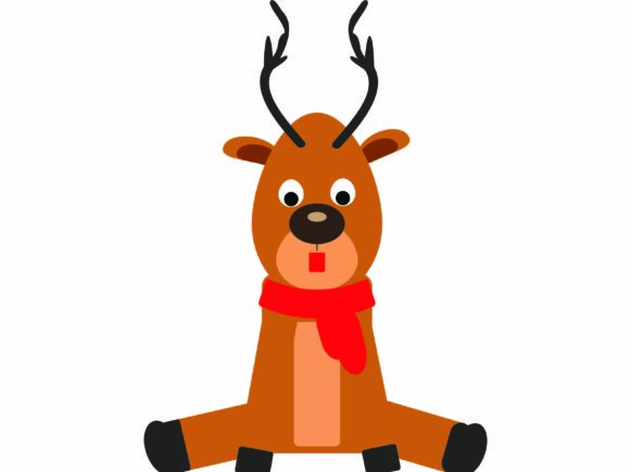 Christmas Deer Sitting Wearing a Scarf: A Versatile Graphic for Holiday Content
