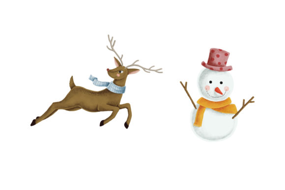Christmas Reindeer Snowman Set: A Versatile Graphics Asset