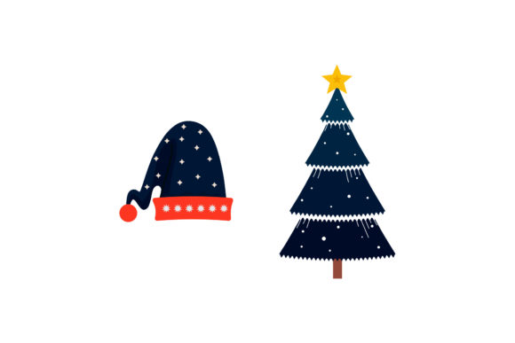 Christmas Tree and Hat Set Vector: A Festive Graphics Addition
