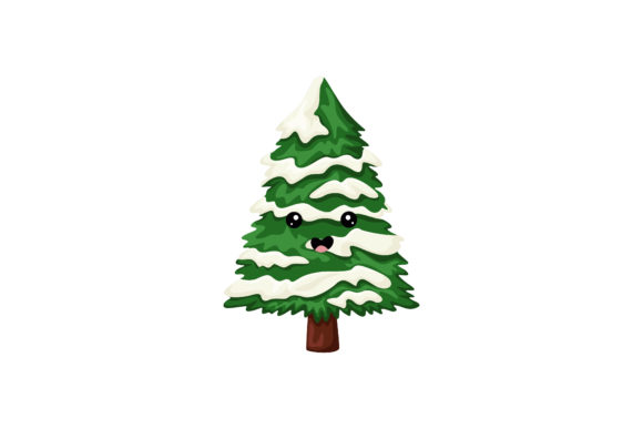 Christmas Tree with the Snow Kawaii: A Charming Graphics Illustration