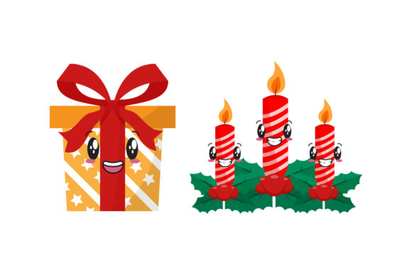 Gift and Candle Christmas Asset: A Festive Embroidery Design