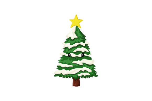 The Snow Christmas Tree Kawaii: A Charming Embroidery Design